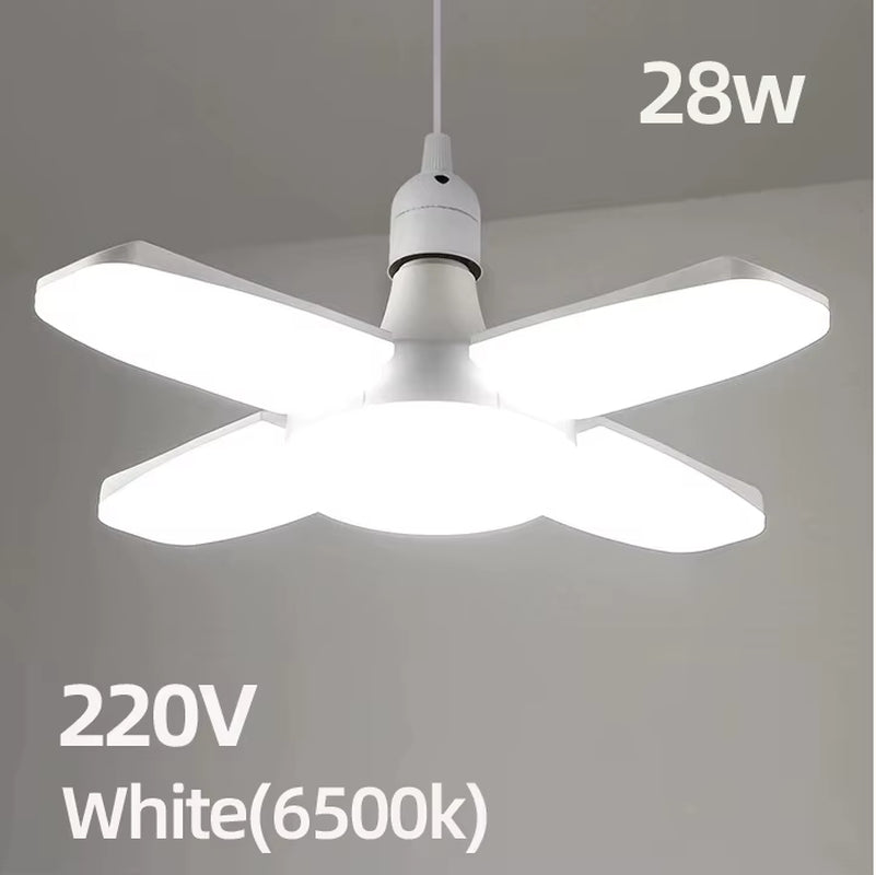 E27 Fan Shape Foldable 28W LED Bulb AC220V/110V Deformation for Home Ceiling Lights Warehouse and Garage White Light 6500K Bulb