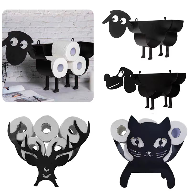 Funny Metal Iron Animal Shape Decorative Toilet Paper Racks Free Standing Bathroom Tissue Storage Roll Paper Holder Accessories